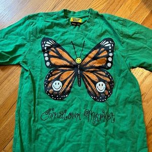 Chinatown Market green butterfly smiley face t shirt